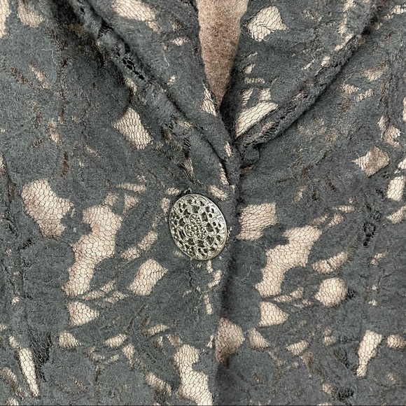 Nic + Zoe Black & Tan Lace Burnout Wool Blazer Jacket Size Petite Medium - Picture 5 of 15